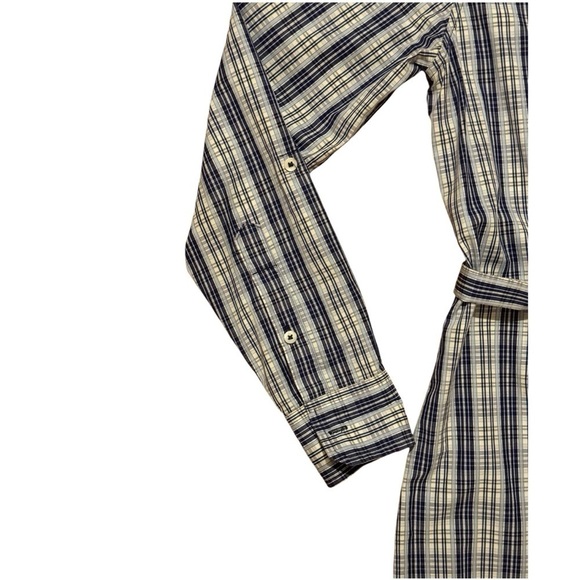 Brooks Brothers | Plaid Button Up Shirt Dress Blue White, Women’s 4 Petite - Picture 3 of 3